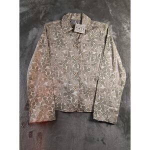 Keren Hart Vintage-Inspired Floral Motif Jacket in Beige/Olive, Size L - NWT